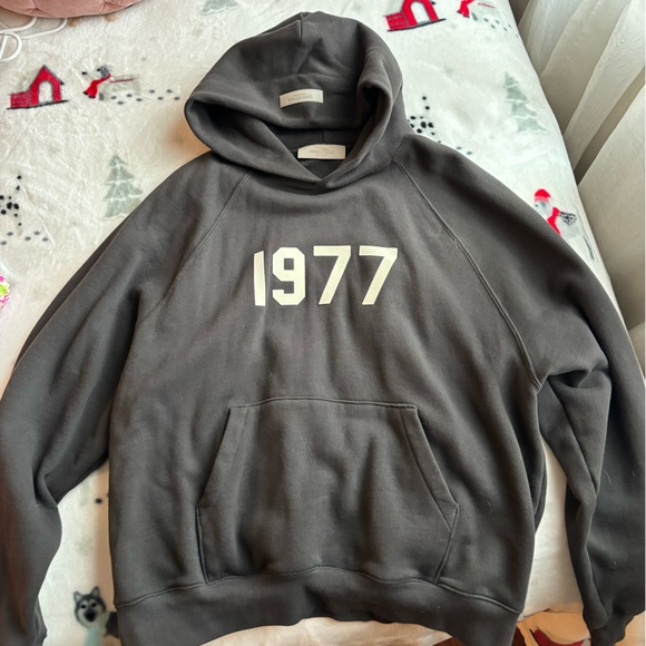 Essentials Tops - Fear Of God 1977 Dark Grey Hoodie